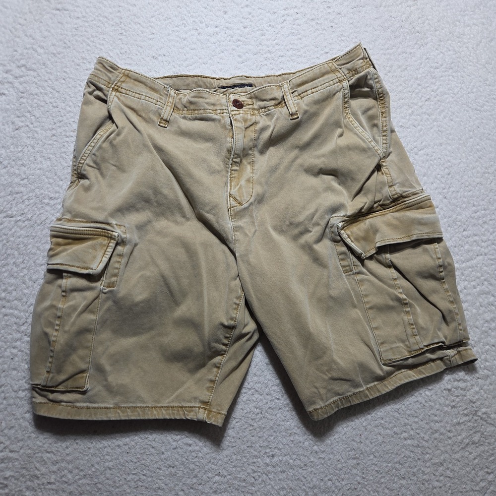 Lucky Brand Strech Cargo Shorts Mens Size 34 Drawstring Faded Canvas Utility